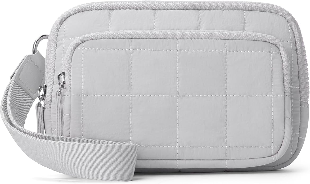 VONAL Wristlet Wallets for Women Nylon Quilted Wallet with 3 Zipper Purse for Travel Credit Card Holder Phone Organizer