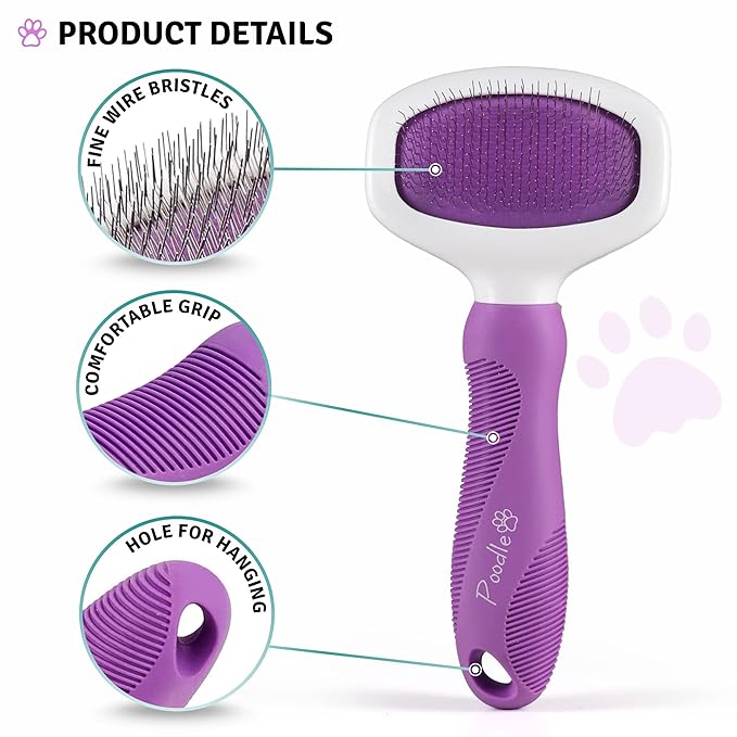 Poodle Pet Slicker Brush - For Dogs, Cats, Rabbits - Matted/Loose Fur, Knots - Suitable for Doodle/Goldendoodle Grooming and Shredding Short/Long Hair