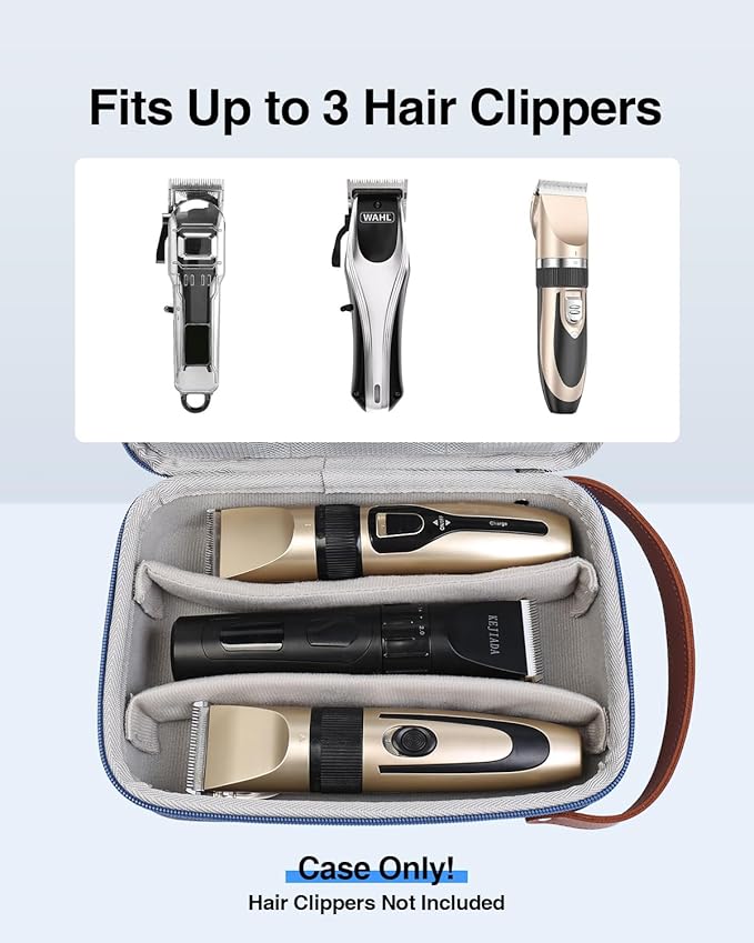 Luxtude Hair Clipper Case Travel, Portable Barber Cases, Hard Barbers Bags for Clippers and Supplies, Sturdy Trimmer Bag, Barbers Accessories for Wahl/Hatteker/Oneisal/Andis Grooming (Case Only, Blue)