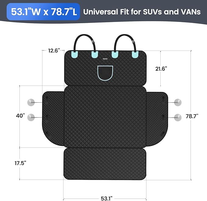 Tapizado SUV Cargo Liner for Dogs with Taller Side Panels, Waterproof Pet Trunk Cover with Anti-Scratch Oxford, Dog Seat Mat for SUV Van with Bumper Flap Protector, Non-Slip, Large Size Universal Fit