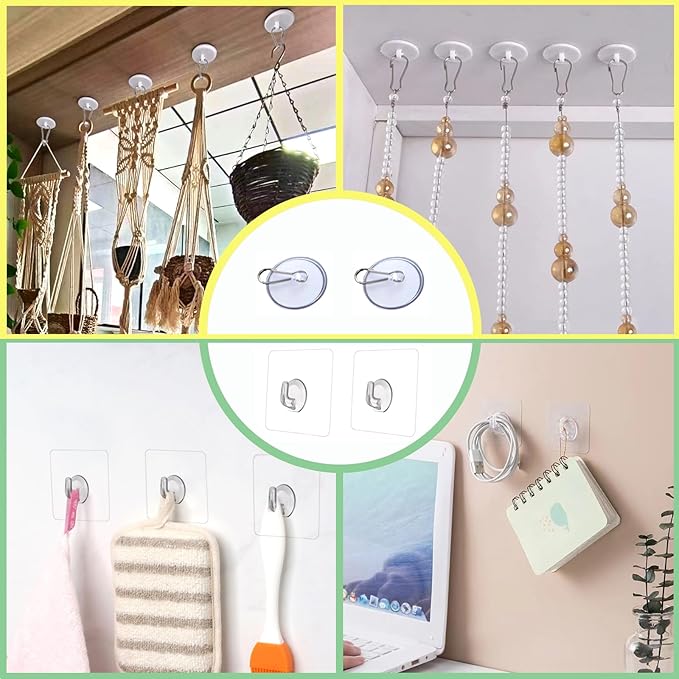 Stained Glass Window Hanging Chain Kit with Suction Cup Hooks, Black Picture Hanging Chain Sunshine Catcher Metal Nickel Plating Stained Glass Window Panels 10 Inch and 20 Inch