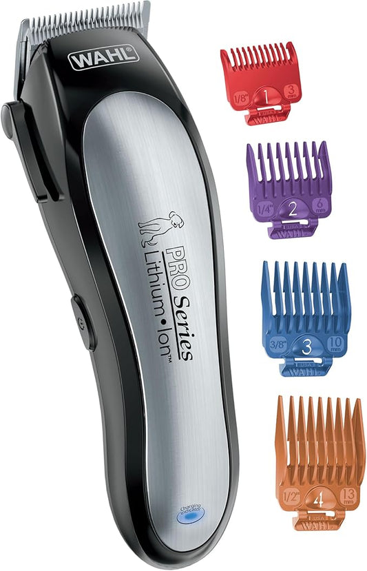 Wahl USA Lithium Ion Pro Series Cordless Animal Clippers – Rechargeable, Heavy-Duty, Electric Dog & Cat Grooming Kit for Small & Large Breeds with Thick to Heavy Coats – Model 9766