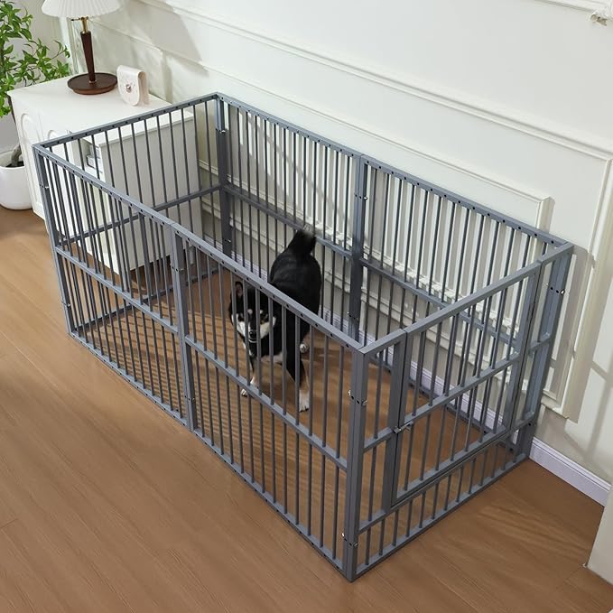 Dog Playpen - 32" Height Dog Pen, Heavy Duty Puppy Pen with Door, Safe & Sturdy, Easy Assemble for Indoor/Outdoor Pet Playpen