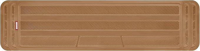 Motor Trend Rear Seat Runner, Rubber Floor Mat Liner for 2nd or 3rd Row Car SUV Van, Durable Heavy Duty Polymerized Latex Full Interior Protection, Beige