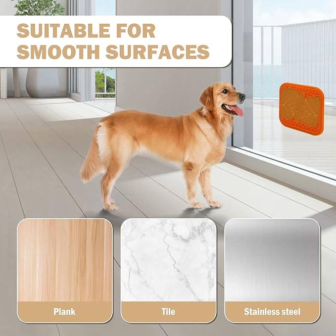 Lick Mat for Dogs - Slow Feeder Licking Mat with Suction Cups for Peanut Butter, Food Treats & Yogurt - 2 Pack
