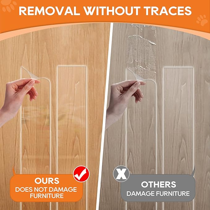 Door Protector from Dog Scratching, Window Sill Protector, Clear Sided Shield Protection Barrier Anti Cat, Dog Scratching, Slobbering, and Clawing Furniture, Glass, Car Door, Couch 4in x 32.8'