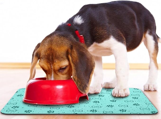 Dog Food Mats,Cat Absorbent Water Bowl Feeding Mats Pet Placemats for Food and Water Spot 16 * 24 inch