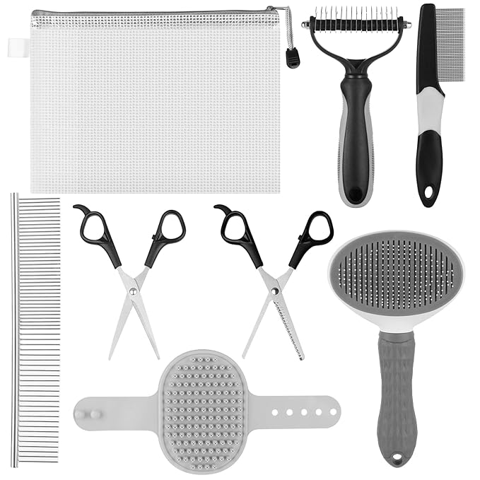 Aiolpy Pet Grooming Kit – Shedding Slicker Brush & Bath Massage Tool for Dogs, Cats, Puppies & Rabbits | Gentle, Easy-Clean Design for Healthy Coats & Relaxing Grooming