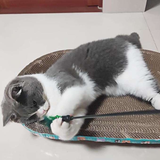 4 PCS Interactive Cat Teaser Wand - 20" Long Wand with Loud Bell for Cat and Kitten