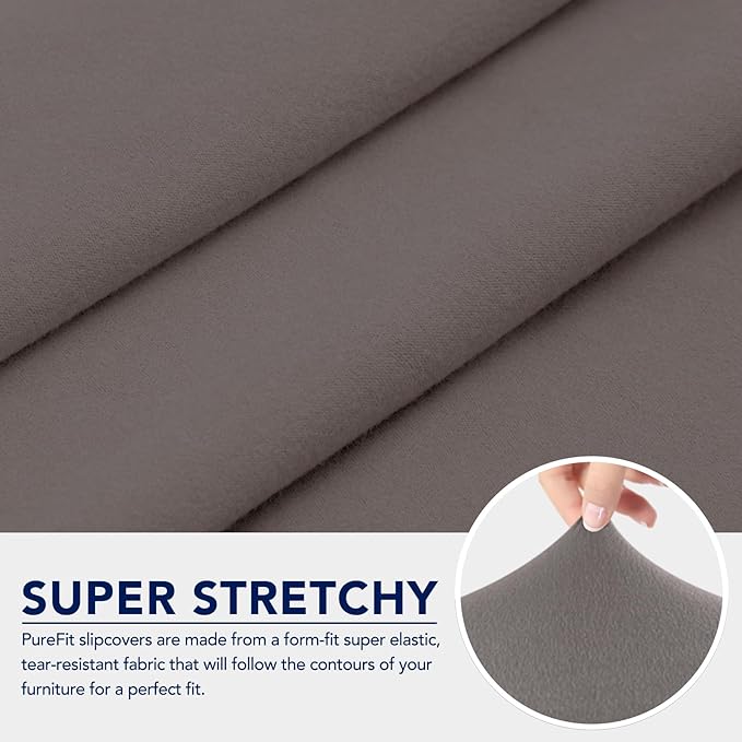 PureFit 100% Dual Waterproof Couch Cover Slipcovers for Couches and Sofas - Stretch Non Slip Fleece Sofa Covers Washable, Leakproof Furniture Protector for Kids, Pets, Dog (Chair, Taupe)