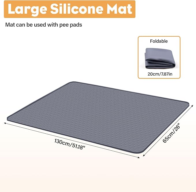 51" x26" Reusable Training Pads for Dogs Lanstics Silicone Dogs Mat Non-Slip Dog Training Pads Dog Pee Pad for Potty Training Floor Protector (Grey)