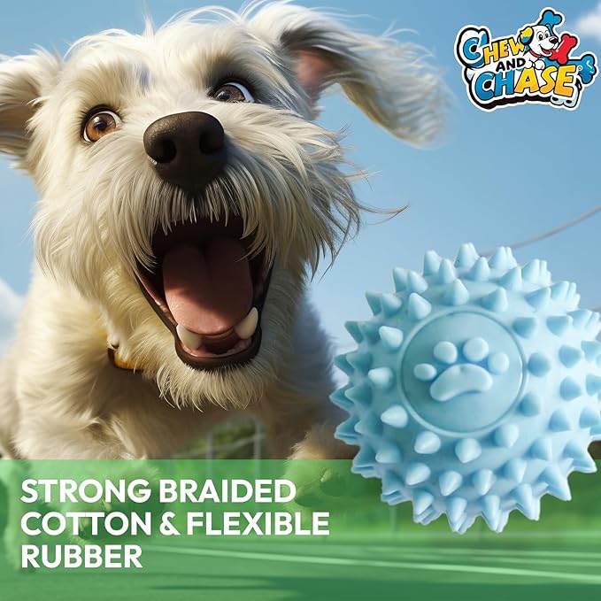 Dog Toys 3 Pack, Heavy-Duty Rope Dog Toys for Aggressive Chewers with Rubber Ball, Dog Toy Durable Chew and Tug Toys for Small, Medium and Large Dogs, Teeth Cleaning and Interactive Play Puppy Toy