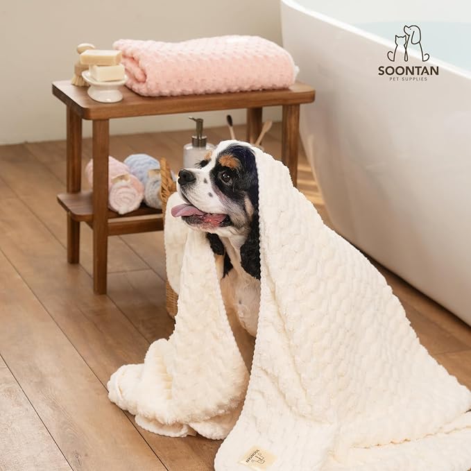 SOONTAN Cloud Pet Towels – Absorbent, Soft Microfiber Towels for Drying Dogs and Cats, Quick-Dry, Includes 2 Sizes
