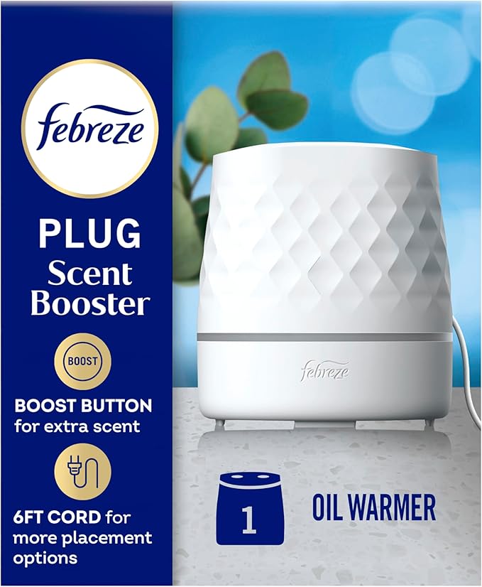 Febreze Plug Scent Booster Continuous Scent Device Oil Diffuser, Compatible with Febreze Air Freshener Plug in Refills