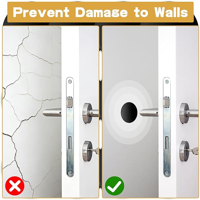 JULBEAR Door Stopper Wall Protector, Door Knob Stoppers with Strong Back Adhesive, Quiet, Shock, Absorbent Silicone, Doors Handle Bumpers Wall Surfaces Protector (12, Black)