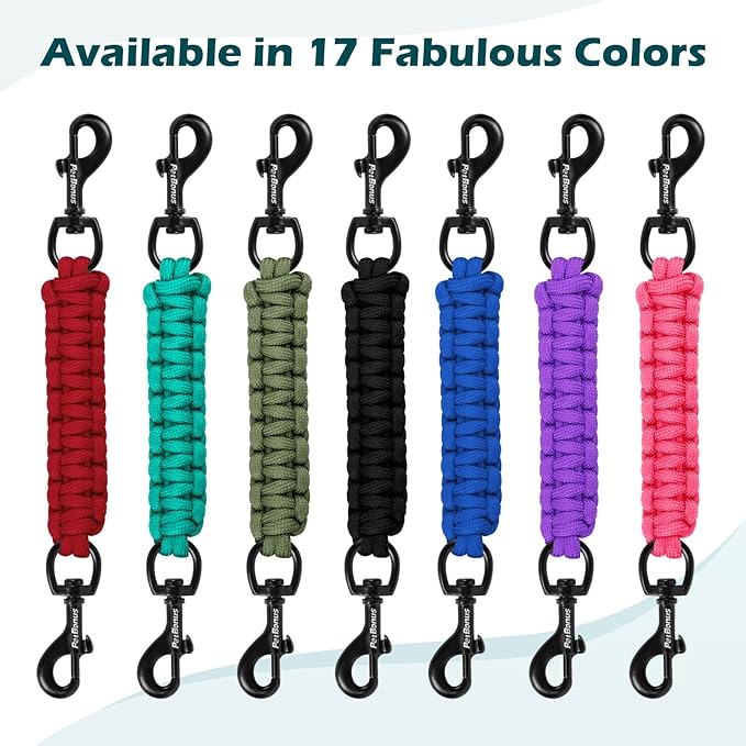 PetBonus Dog Collar Safety Clip, Handmade Backup Safety Strap for Dog Harness, Prong, Pinch Collar, Double Ended Clasp Leash Connector (Green)