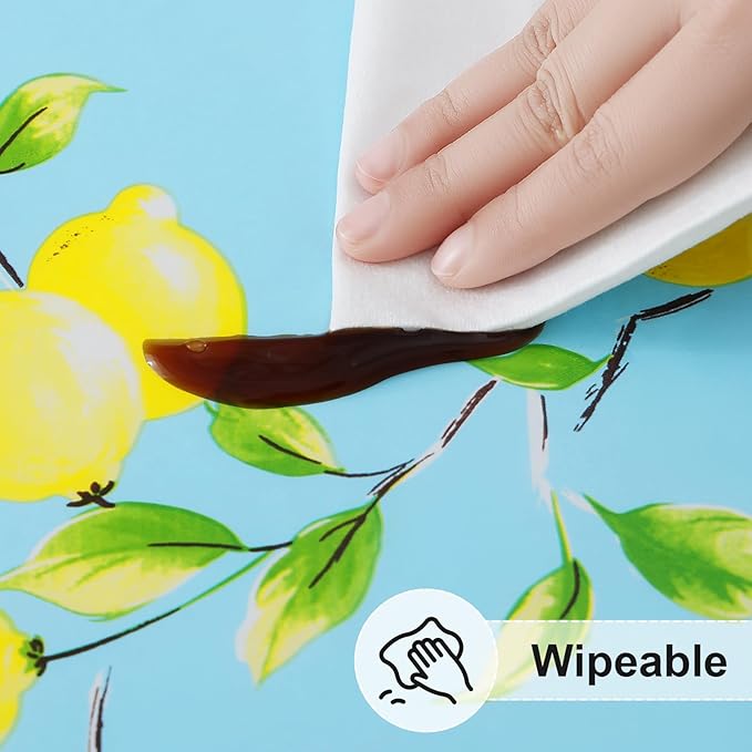 misaya Rectangle Vinyl Tablecloth, Fitted Table Cover, 100% Waterproof, Elastic Edge, Flannel Backing, Plastic Table Cloth Fit 4 Foot Folding Tables for Picnic, Camping, Outdoor (Lemon, 24x48 inch)
