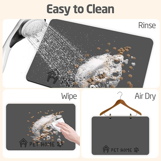 Pet Feeding Mats-Absorbent Dog Mat for Food and Water Bowl, Dog Accessories Pet Supplies, Quick Dry No Stains Water Dispenser Mat for Pet, Non-Slip Bowl mat for Messy Drinkers (Pet Home, 16"x24")