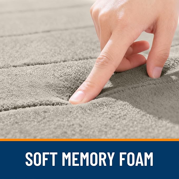OLANLY Memory Foam Long Bathroom Rugs Runner 47x17, Super Soft Absorbent Bath Mat, Quick Dry, Machine Washable Shower Floor Rugs, Bathmat Carpet, Bathroom Home Decor Accessories, Warm Taupe