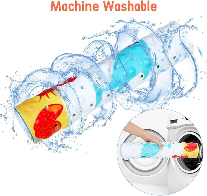 Bath Mat for Tub Non Slip, Machine Washable Anti-Slip Cartoon Baby Bathtub Shower Mat with Drain Holes and Suction Cups for Toddler & Kids, 40 Inch x 16 Inch-Rectangular, Little Whale