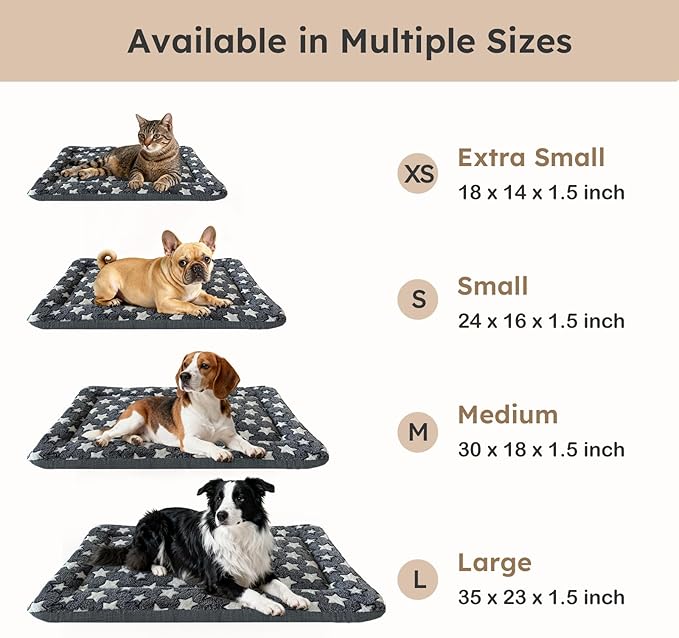 Dog Bed Mat, Dual-Sided Dog Crate Bed Mat - Ultra Soft & Machine Washable Kennel Pad for Cats and Extra Small Dogs, All-Season Comfort Pet Bed for Crates, Travel, and Home, Gray 18 x 14 Inch