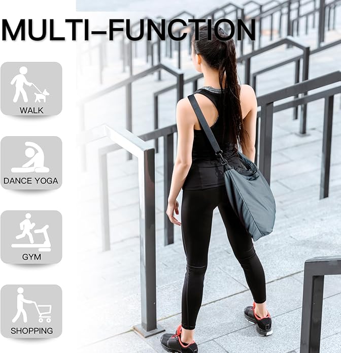Lightweight Foldable Nylon Crossbody Bag, Stylish Compact Polyester Packable Totes, Simple Collapsible Handbag for Travel, Gym, Sports, Everyday Use - Gray, Gifts for Christmas