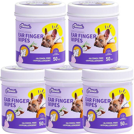 MIOSSZI 250ct Pet Finger Wipes for Dogs & Cats - Dog Ear Cleaner for Itch Relief Remove Wax & Odor, Dog Ear Cleaning Finger Wipes-Pet Ear Finger Wipes