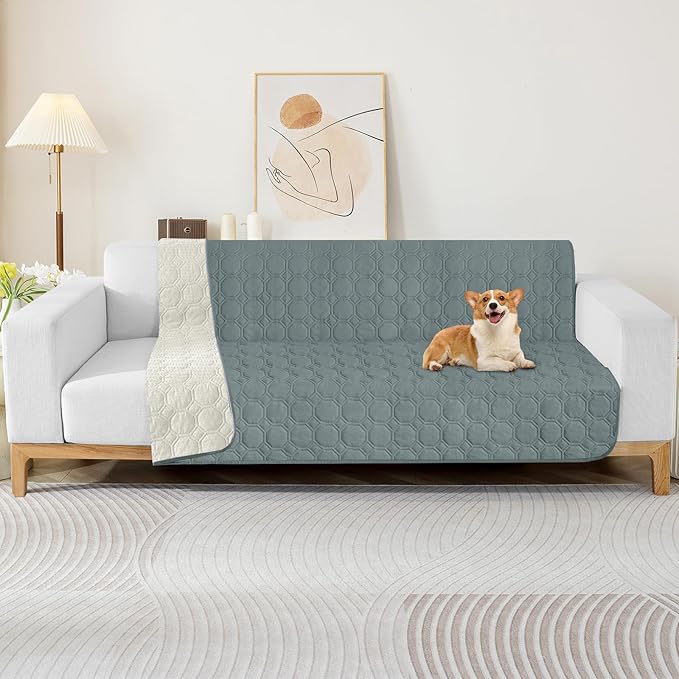 ZNSAYOTX Ultimate Cozy Blankets (40"x50") 100% Waterproof Chaise Mat Blanket for Dog Pets, Bed Couch Sofa Protector with Non-Slip Back Washable Durable, Pee Scratch Proof Easy to Clean (Dark Grey)