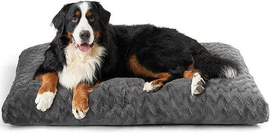 EHEYCIGA XXL Washable Dog Bed for Crate 47x29 Inch, Reversible Kennel Pad for Extra Large Dogs Weight Up to 100 lbs, Plush and Comfy Pet Sleeping Mat, Charcoal