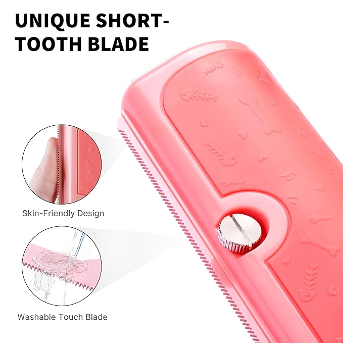 Gentle Deshedding Brush for Dogs & Cats – Wide Shallow Comb for Loose Hair – Safe for Sensitive Skin – Pink