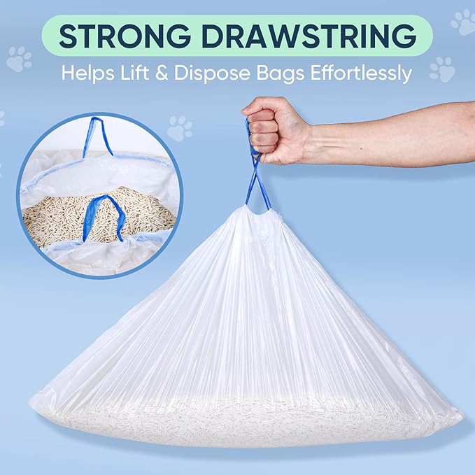 160 Count Cat Litter Box Liners Compatible with Litter Robot 3 & 4, Cat Litter Liners for Automatic Litter Box, 10-12 Gallon Heavy Duty Waste Bags with Drawstrings, 25.19" x 15.7"