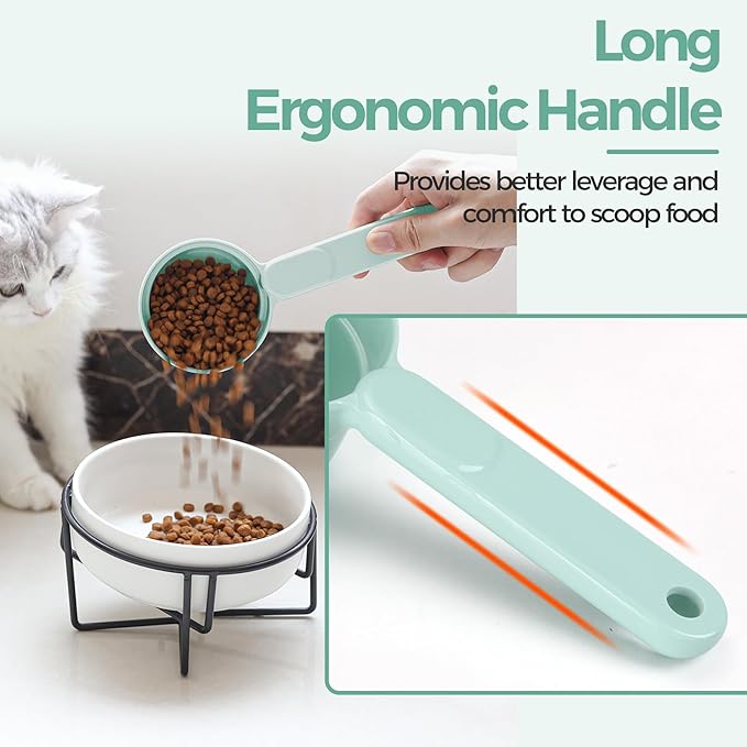 MSBC Melamine Dog Food Scoop - 1 Cup Pet Measuring Cup, Comfortable Long Handle Scoop for Dog, Cat, Ferret and Rabbit Food, Dishwasher Safe (Light Green)