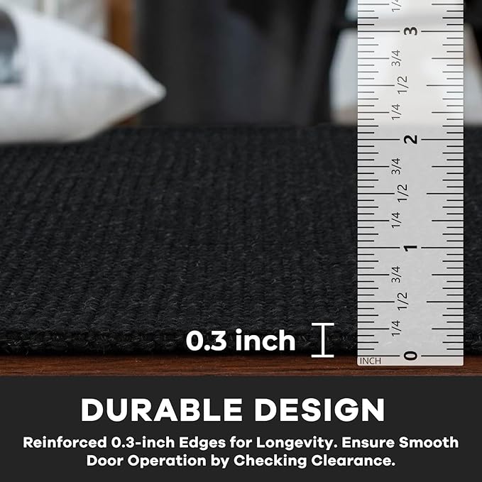 KOZYFLY Washable Area Rug for Living Room 5x7 Ft Non Slip Rubber Backed Bedroom Rug Braided Cotton Dining Room Rug, Floor Carpet for Living Room Dining Room Bedroom, Black