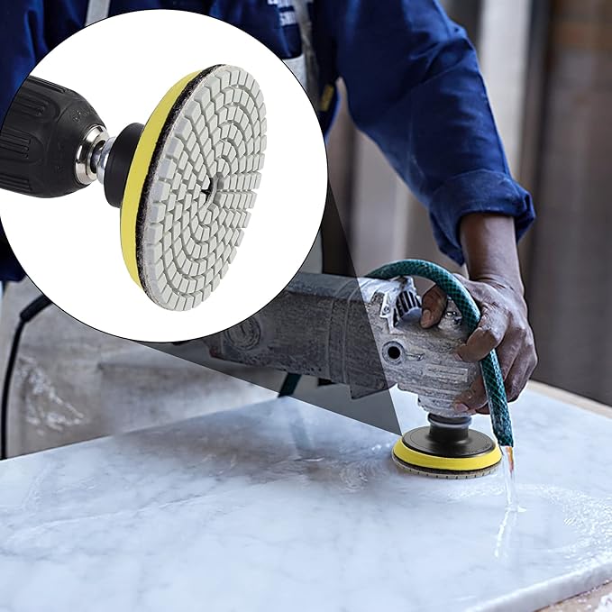 OCR Diamond Polishing Pads 3 inch Wet/Dry Polishing Kit 10pcs 50#-3000# Grit Pads Plus a Backer Pad for Granite Concrete Marble Polishing