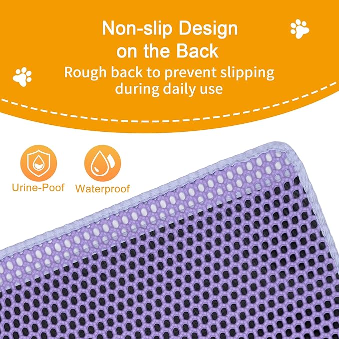 Cat Litter Box Mat-Super Large 47''x36'' Litter Trapping Mat for Cat-XXL Litterbox Matt for Floor-2 Layer Catcher Rug for Pet kitty Litterbox-Waterproof Urine Proof,Non-Slip
