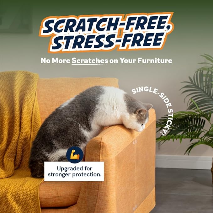 18 Pack Cat Scratch Furniture Protector Sheets – Clear Couch & Sofa Guard from Cat Claws – Easy Apply, Removable, with Twist Pins (9 XL + 9 Large)