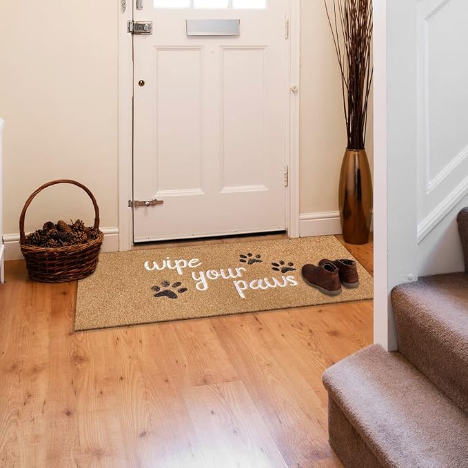 Large Front Door Mat Welcome Door Mats for Entrance Doormat Floor Mat, Durable Non Slip Rubber Entryway Door Mat, Wipe Your Paws Funny Mat for Front Door Doormat 18"x47" Brown