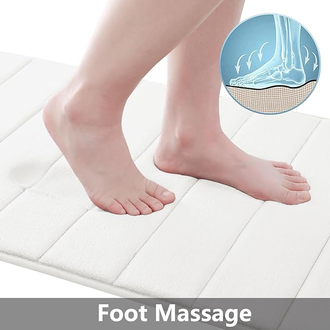 Buganda Memory Foam Bath Mat, 47" x 20", Ultra Soft and Non-Slip Bathroom Rugs, Water Absorbent and Machine Washable Bath Rug Runner for Bathroom, Shower, and Tub, Ivory
