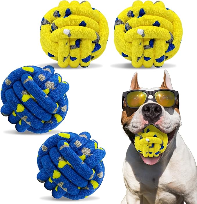 Magicorange Dog Balls 4 Pack Tennis Ball Toys Dog Toy for Aggressive Chewers Indestructible Teething Chew Toys Fetch Ball for Dogs