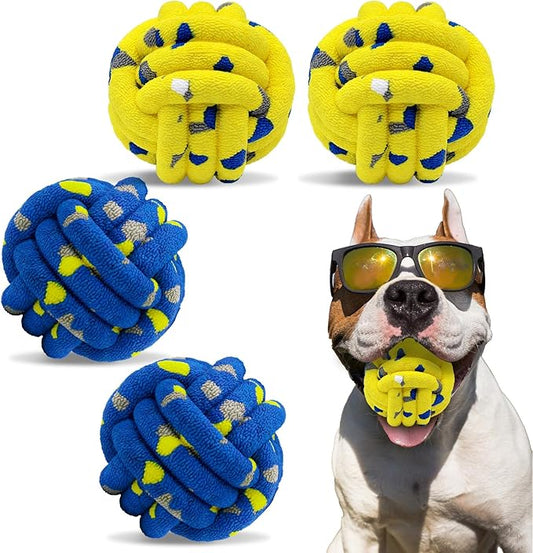 Magicorange Dog Balls 4 Pack Tennis Ball Toys Dog Toy for Aggressive Chewers Indestructible Teething Chew Toys Fetch Ball for Dogs