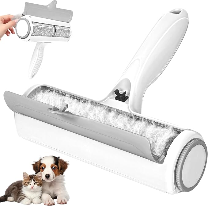 Pet Hair Remover Furniture, Reusable Lint Roller for Pet Hair, Pet Hair Remover Tool for Sofas, Furniture, Carpets, Sofa Beds, and Bedding(White Gray)