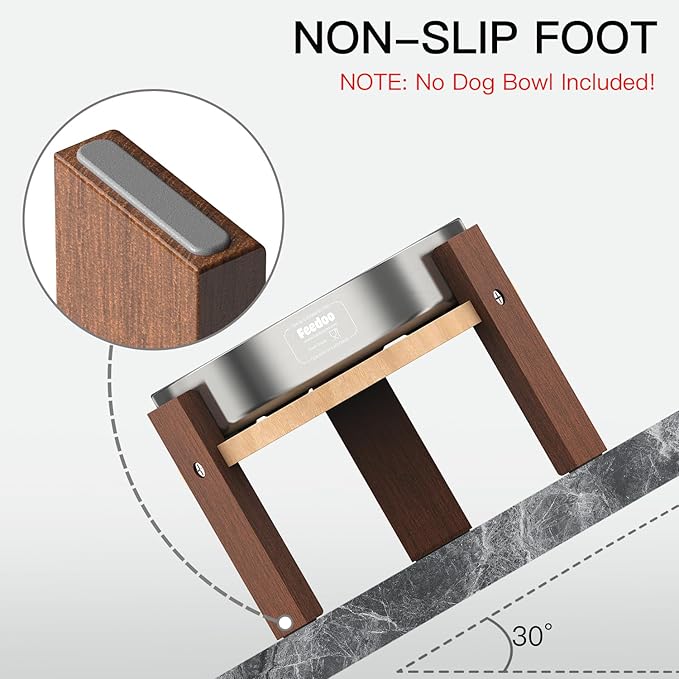 Feedoo Elevated Dog Bowl Stand, 6 Inch Height Raised Stand for Medium&Small Dogs, Durable Solid Hardwood Stand for 7.8Inch Bowls [No Dog Bowl Included]