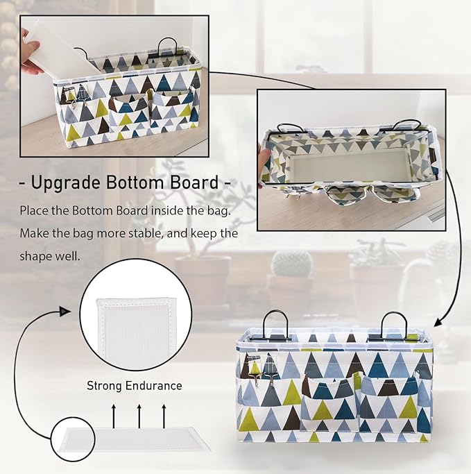 2pcs Large Wall Hanging Organizer Bag, Linen Fabric Door Hanging Storage Baskets with Pockets, Waterproof Bin for Kitchen, Bedroom, Office, RV Camper (Colors)