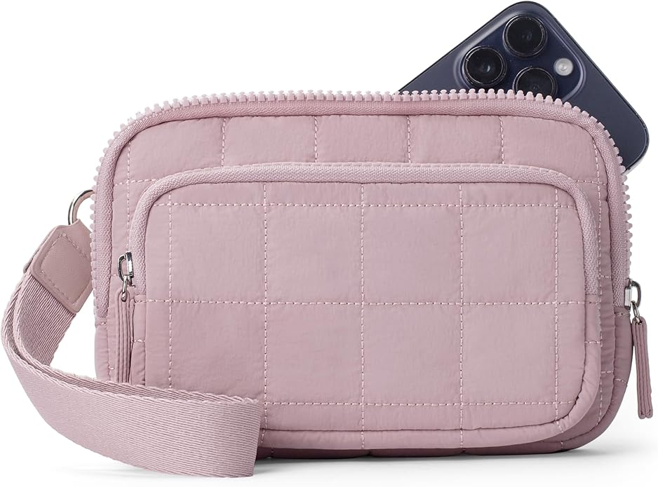 VONAL Wristlet Wallets for Women Nylon Quilted Wallet with 3 Zipper Purse for Travel Credit Card Holder Phone Organizer