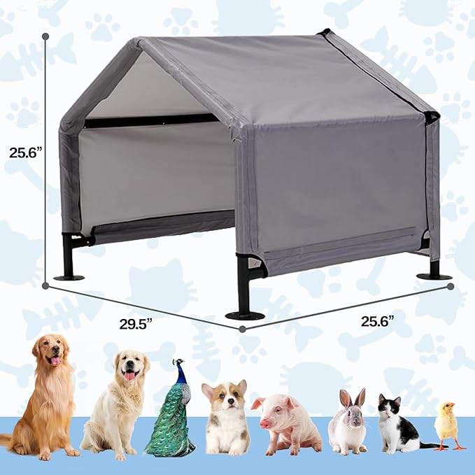 Dog Shade Shelter Outdoor Tent for Small Medium Dogs, Waterproof Sun Protection Pet House for Dogs, Small Animals and Livestock, Pet Canopy with Upgraded Doors and Ground Nails