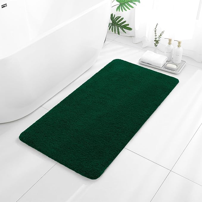 Verdant Green Bathroom Rugs 24"x48" – Long Plush Non-Slip Bath Mat, Absorbent & Washable Microfiber Runner Rug – Perfect for Tub, Sink, or Washroom