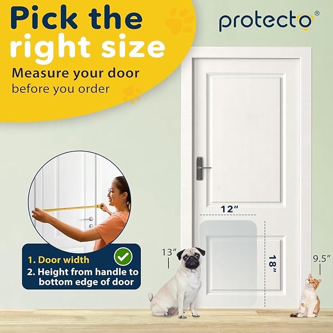 PROTECTO Heavy Duty Door Protector from Dog Scratching, 18 x 12” Clear Door Scratch Protector, Easy to Install on Window, Wall, Screen & Sliding Doors | Cat Scratch Guard for Indoors Outdoors