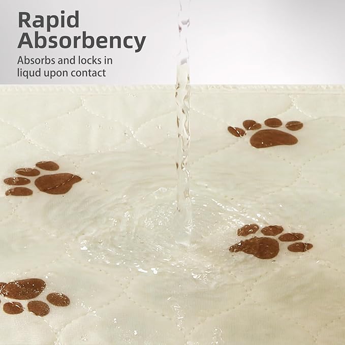 PUPTECK Washable Pee Pads for Dogs - Waterproof Reusable Puppy Potty Training Pads Whelping Mat - Fast Absorption Non-Slip Pet Food Feeding Mat (Beige, 36x41 Inch (Pack of 2))