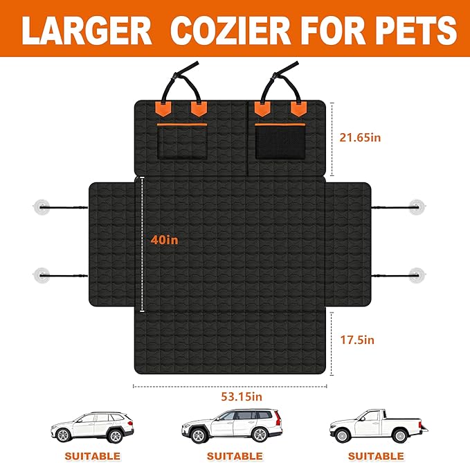 SUV Liner for Dogs, Waterproof Dog Trunk Cover with Bumper Flap Protector, PU Large Size Universal Fit, Black