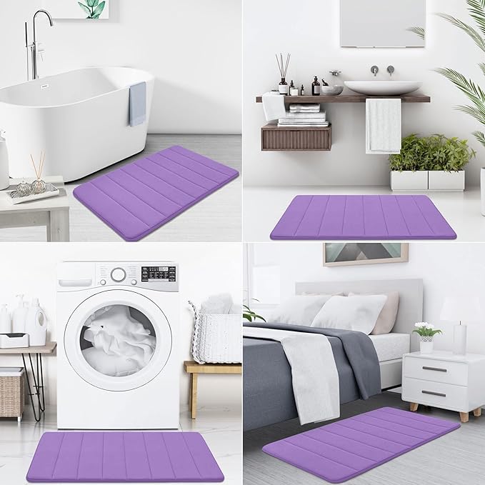Buganda Memory Foam Bath Mat, 70" x 24", Ultra Soft and Non-Slip Bathroom Rugs, Water Absorbent and Machine Washable Bath Rug Runner for Bathroom, Shower, and Tub, Lavender